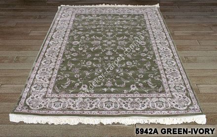 Carpet Erguvan 5942a-green-ivory